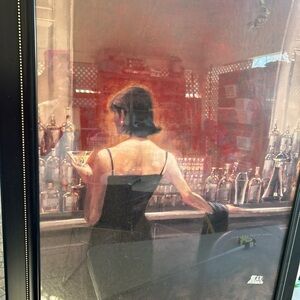 Elegant Bar Scene Art Print in Black Frame